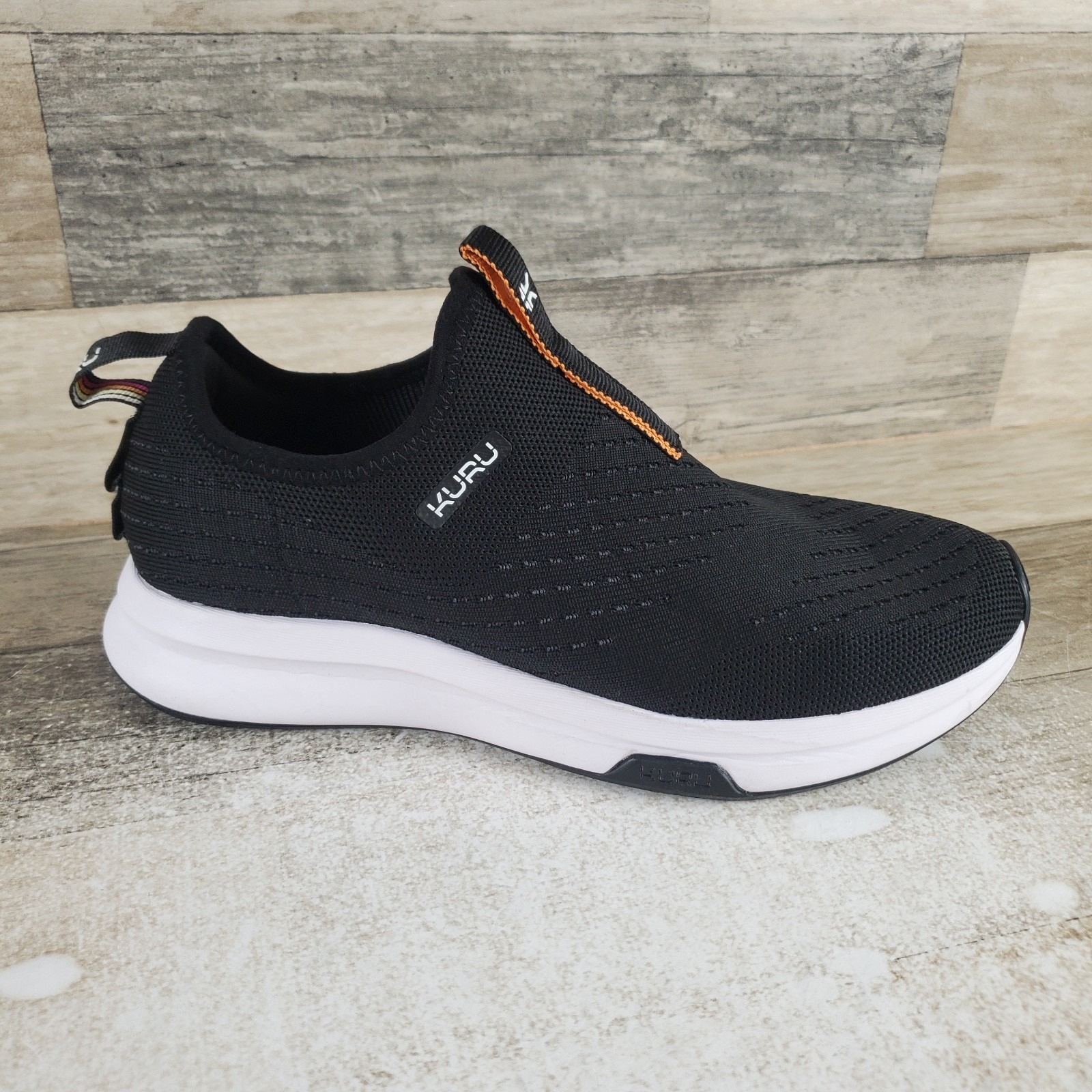 Kuru Atom Womens Shoes Sz 8 M Athletic Running Jet Black Mesh Slip On Sneakers